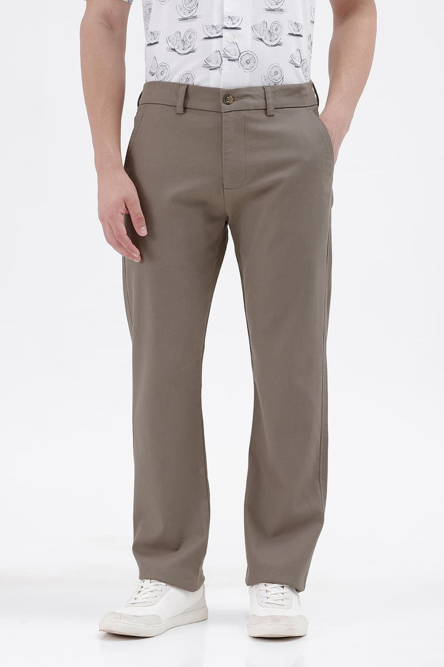 BASICS DRIFT FIT DUSKY GREEN COTTON STRETCH STRUCTURE TROUSER