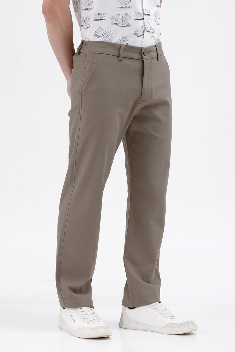 BASICS DRIFT FIT DUSKY GREEN COTTON STRETCH STRUCTURE TROUSER