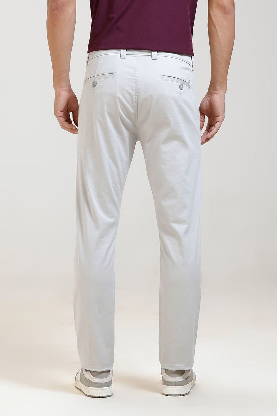 BASICS TAPERED FIT GREY COTTON STRETCH TROUSER