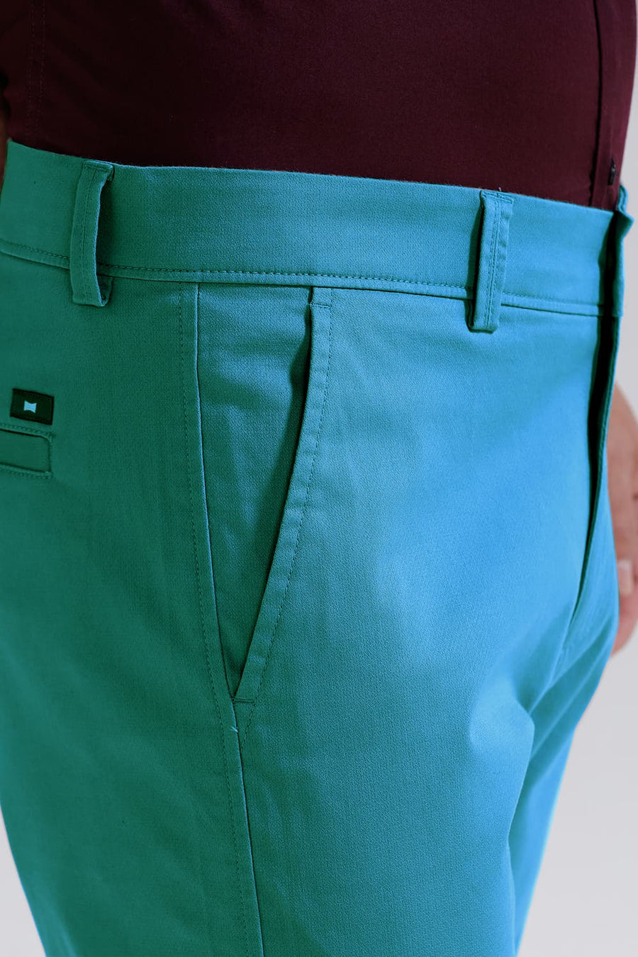 BASICS TAPERED FIT BLUE COTTON STRETCH TROUSER