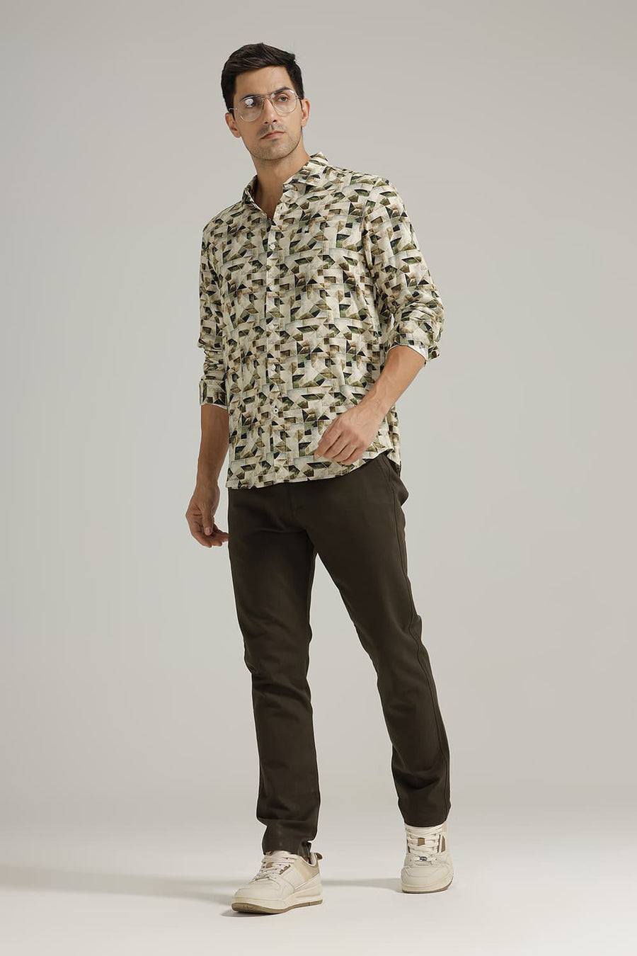 BASICS TAPERED FIT OLIVE COTTON STRETCH TROUSER