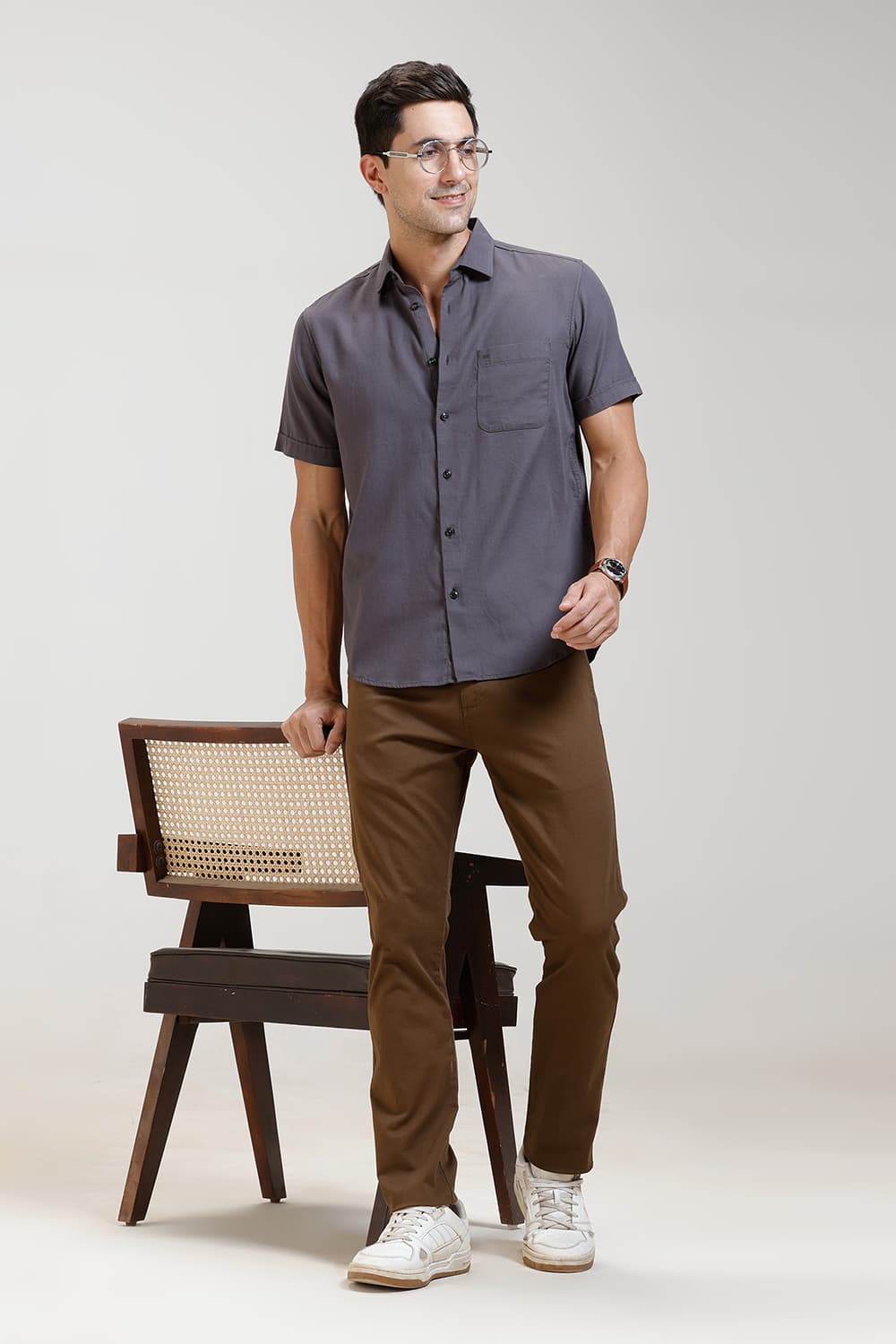TAPERED FIT COTTON STRETCH TROUSER
