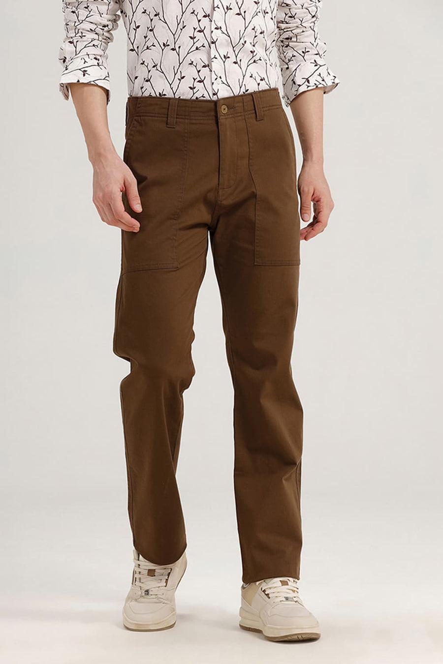 BASICS DRIFT FIT KHAKI COTTON STRETCH TROUSER
