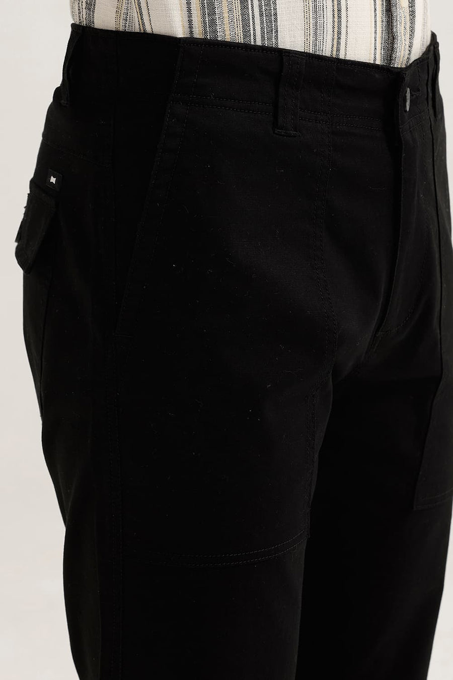 BASICS DRIFT FIT BLACK COTTON STRETCH TROUSER