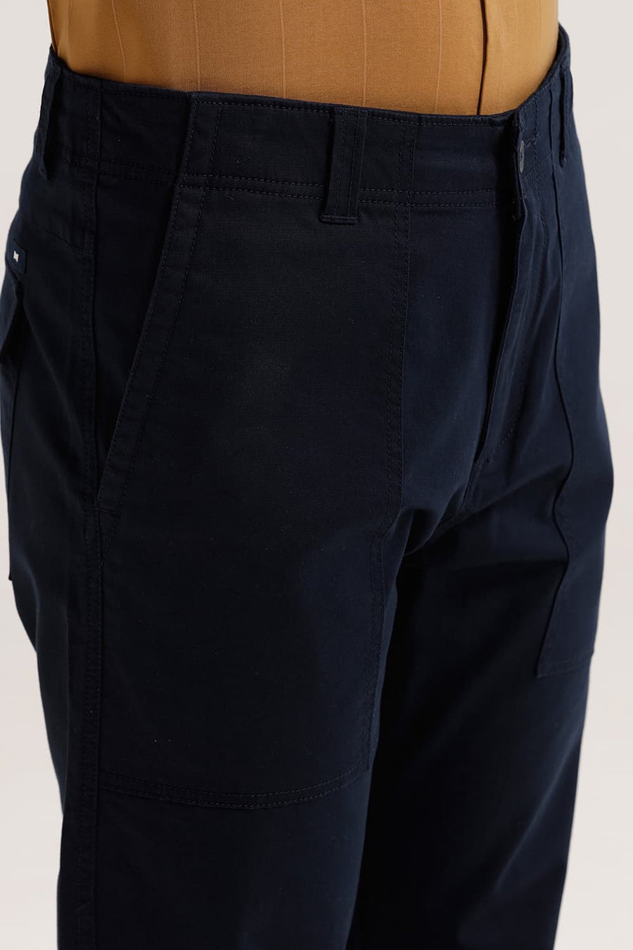 BASICS DRIFT FIT NAVY COTTON STRETCH TROUSER