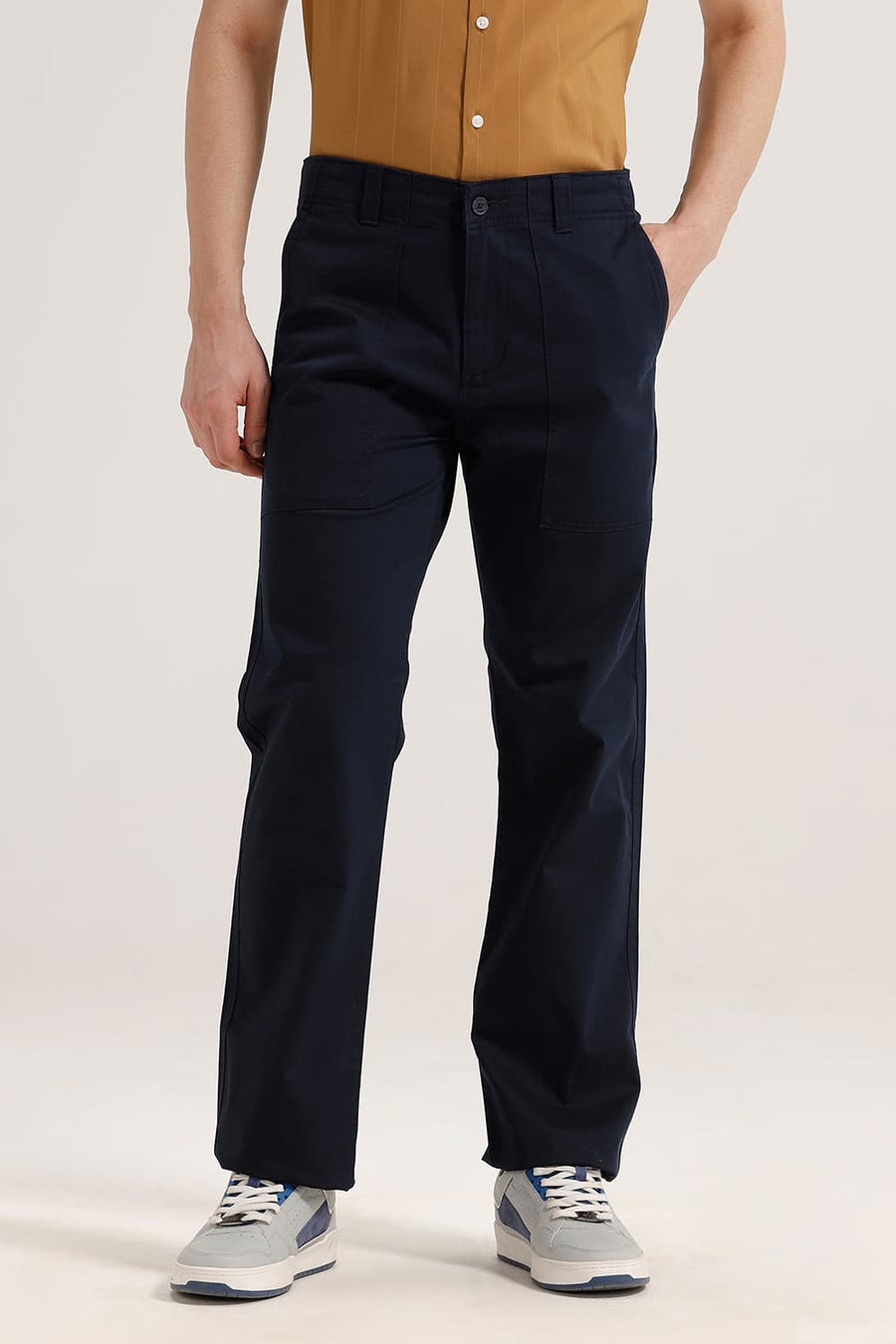 BASICS DRIFT FIT NAVY COTTON STRETCH TROUSER