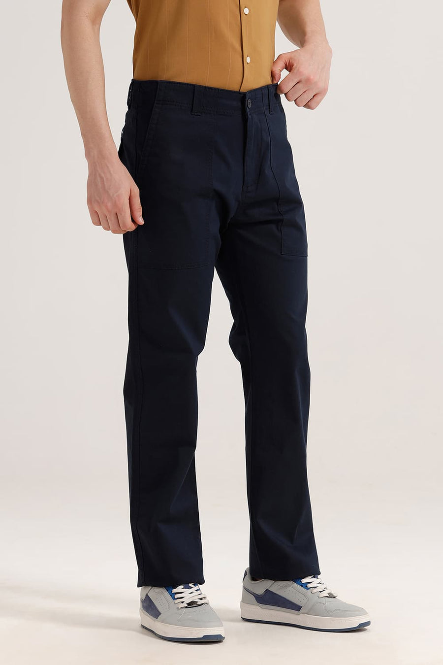 BASICS DRIFT FIT NAVY COTTON STRETCH TROUSER