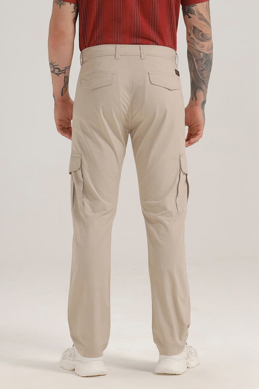 BASICS DRIFT FIT BEIGE COTTON STRETCH RIBSTOP DOBBY TROUSER