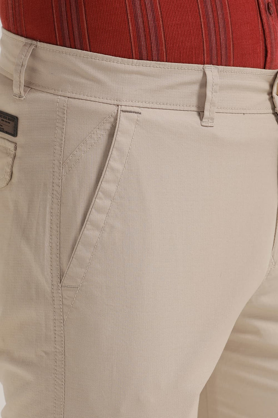 BASICS DRIFT FIT BEIGE COTTON STRETCH RIBSTOP DOBBY TROUSER