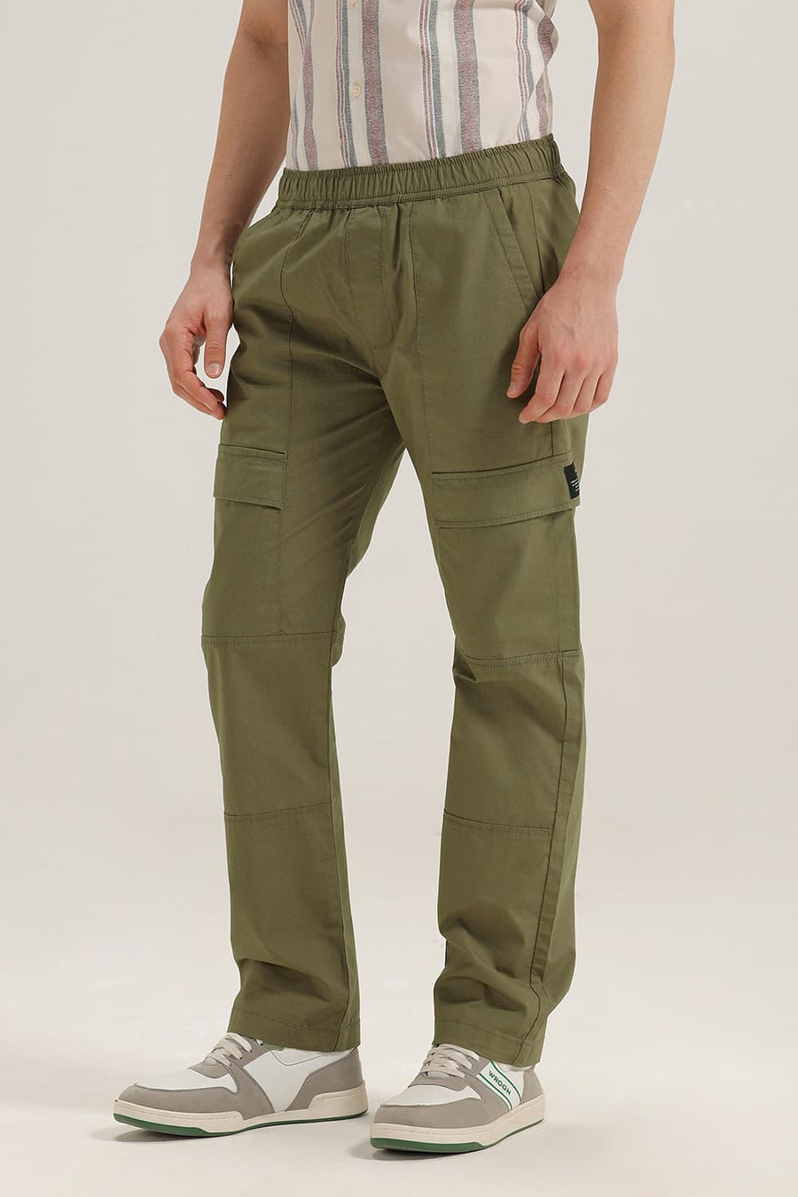 BASICS DRIFT FIT OLIVE COTTON STRETCH RIBSTOP DOBBY TROUSER