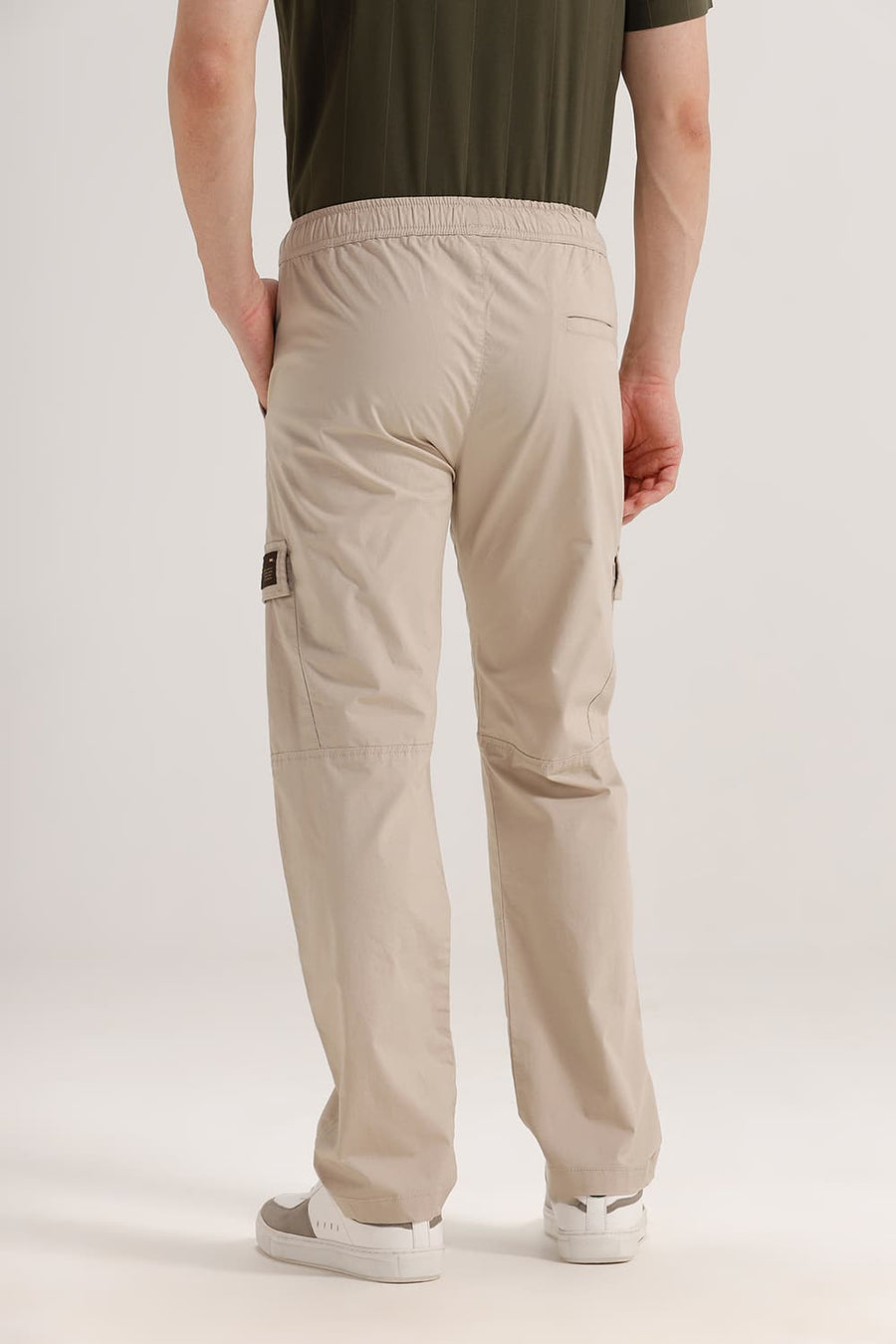BASICS DRIFT FIT BEIGE COTTON STRETCH RIBSTOP DOBBY TROUSER