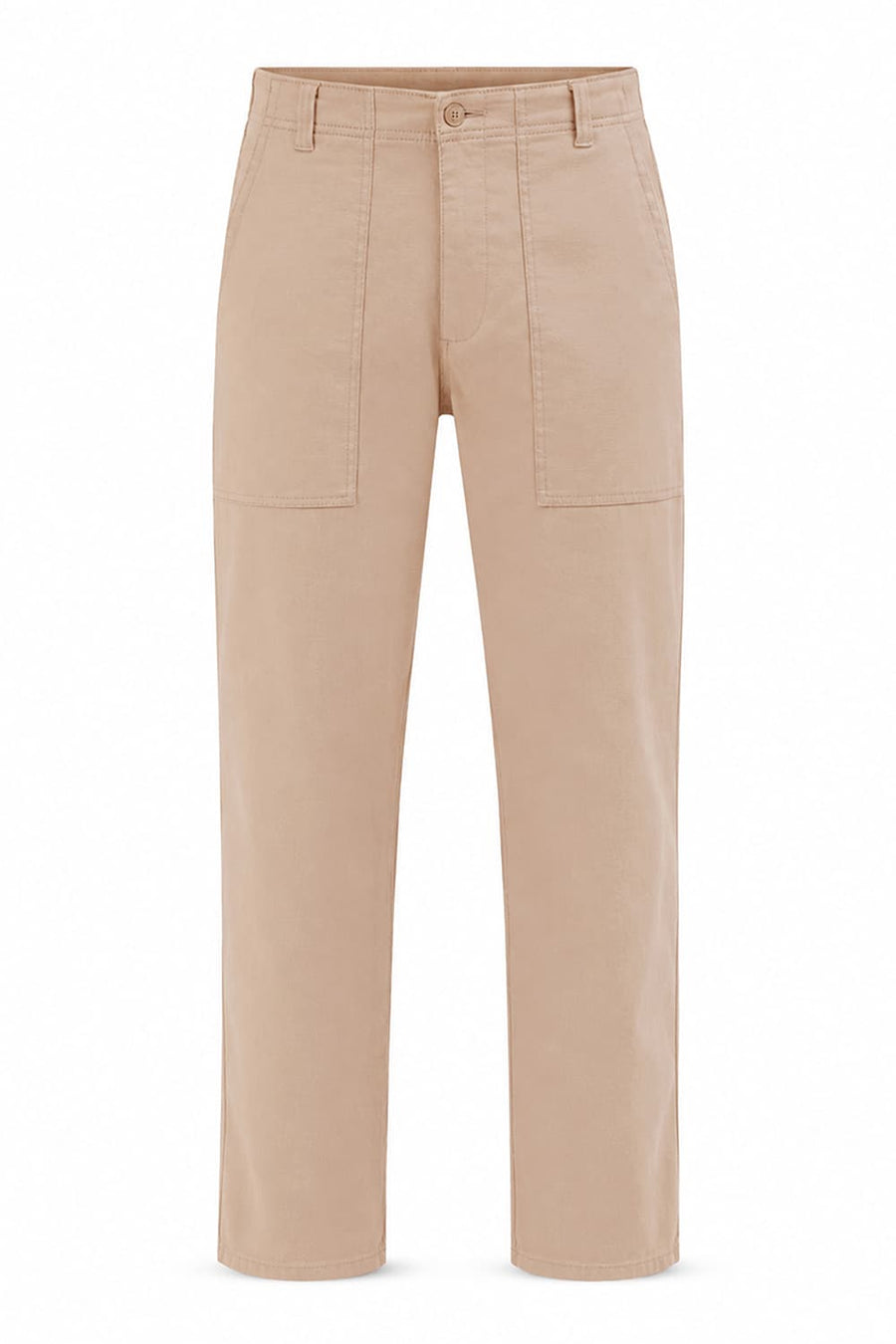 BASICS RELAXED FIT NOMAD KHAKI COTTON STRETCH STRUCTURE TROUSER