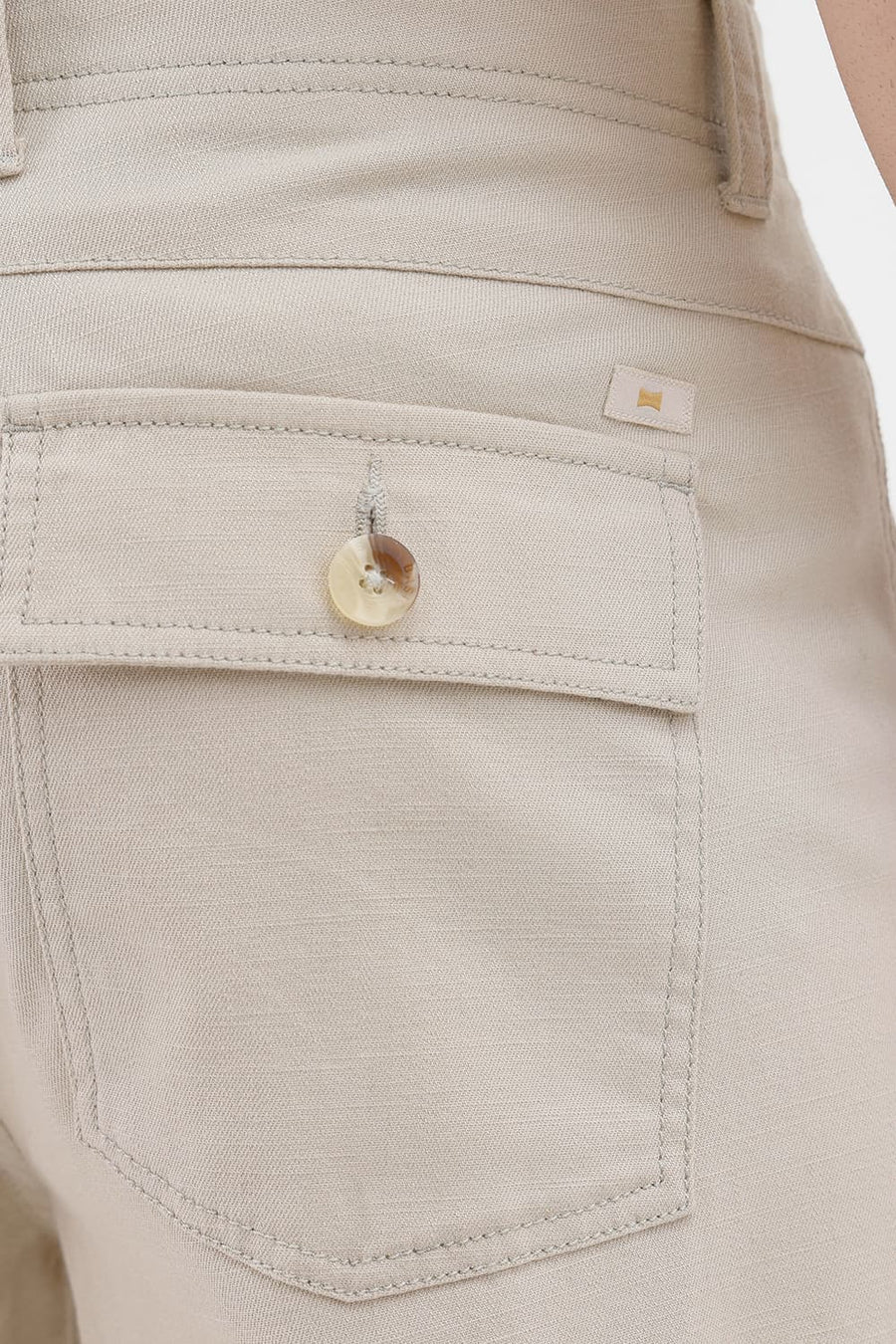 BASICS RELAXED FIT TIDAL FOAM BEIGE COTTON STRETCH STRUCTURE TROUSER