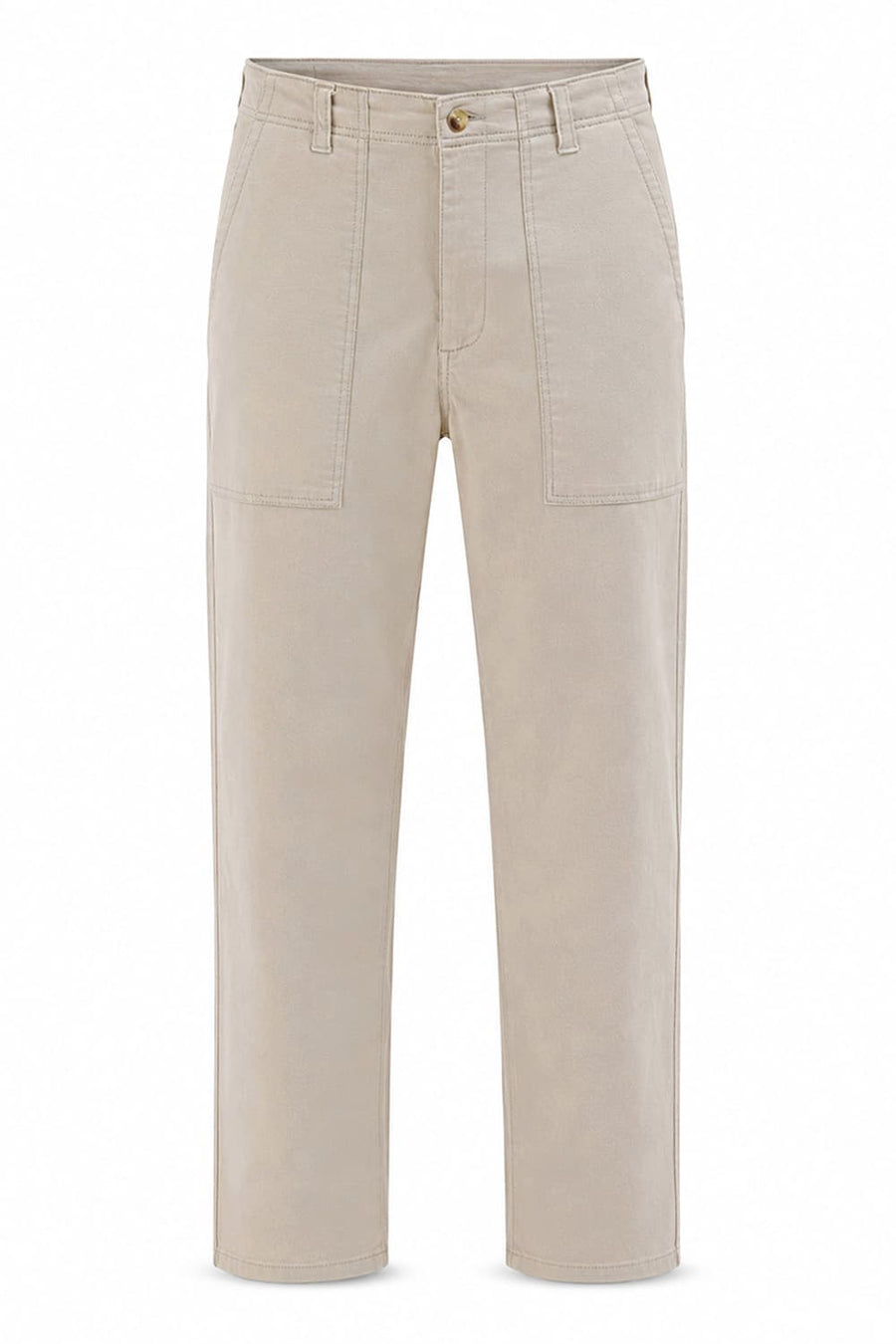 BASICS RELAXED FIT TIDAL FOAM BEIGE COTTON STRETCH STRUCTURE TROUSER
