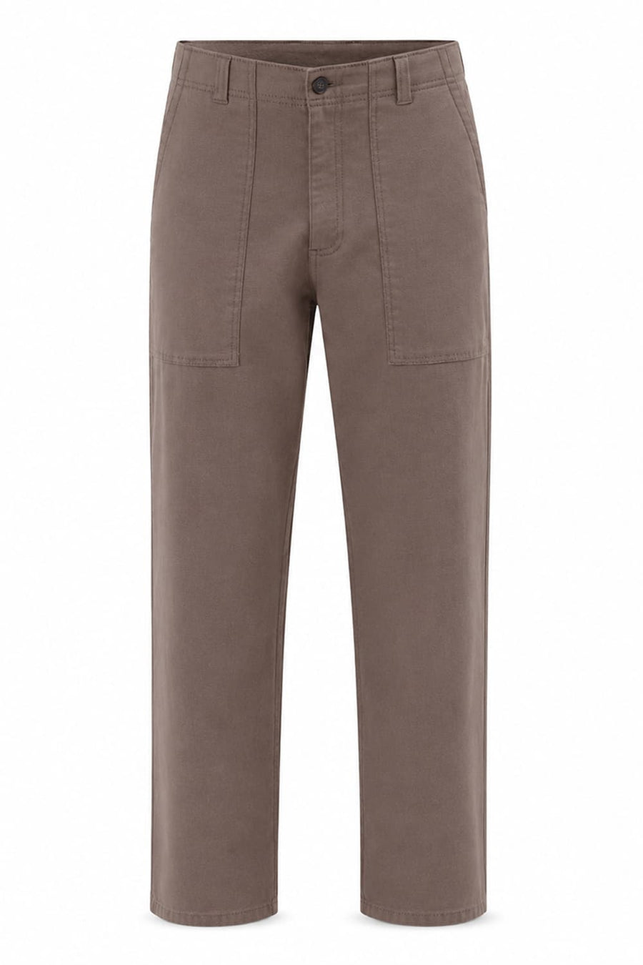 BASICS RELAXED FIT SHITAKE BROWN COTTON STRETCH STRUCTURE TROUSER