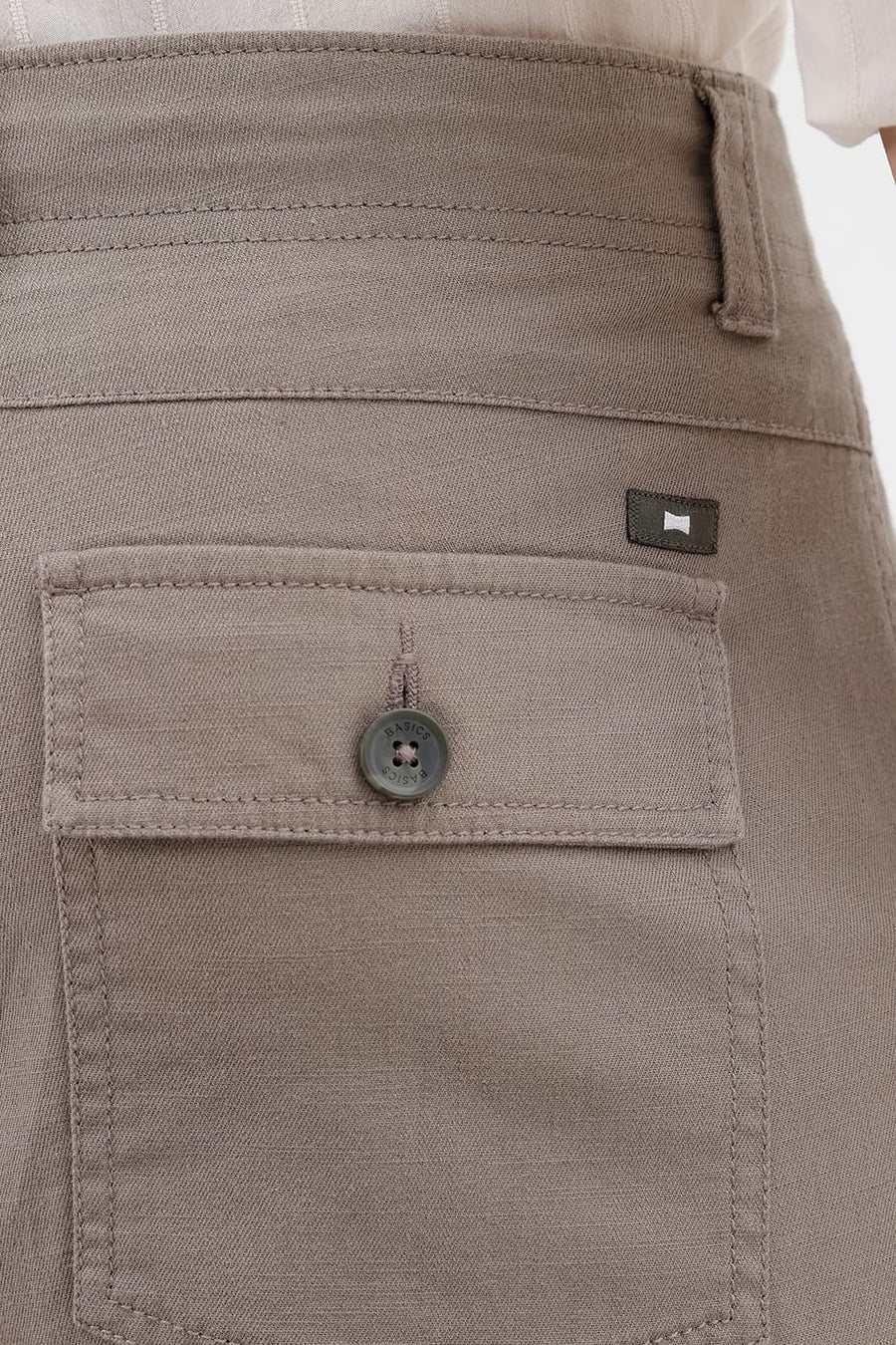 BASICS RELAXED FIT DUSKY GREEN COTTON STRETCH STRUCTURE TROUSER