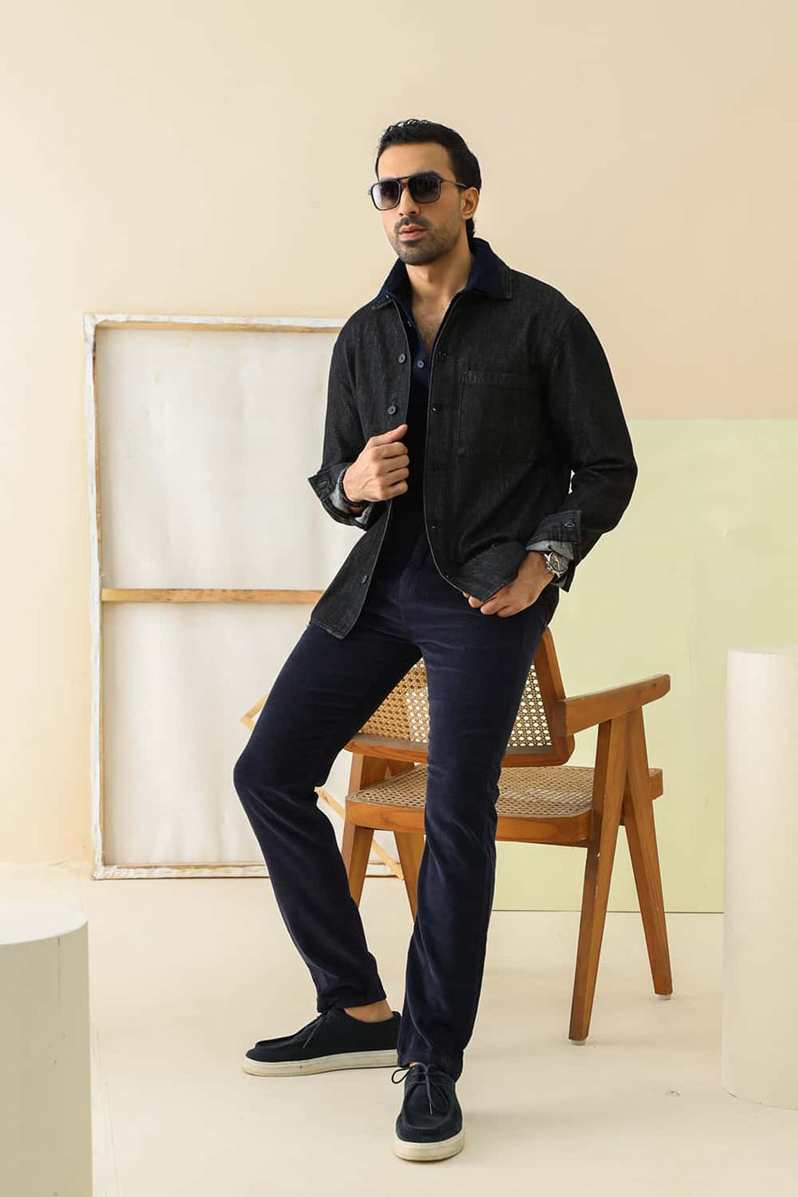 Basics Drift Fit Spell Bound Navy Cotton Corduroy Trouser