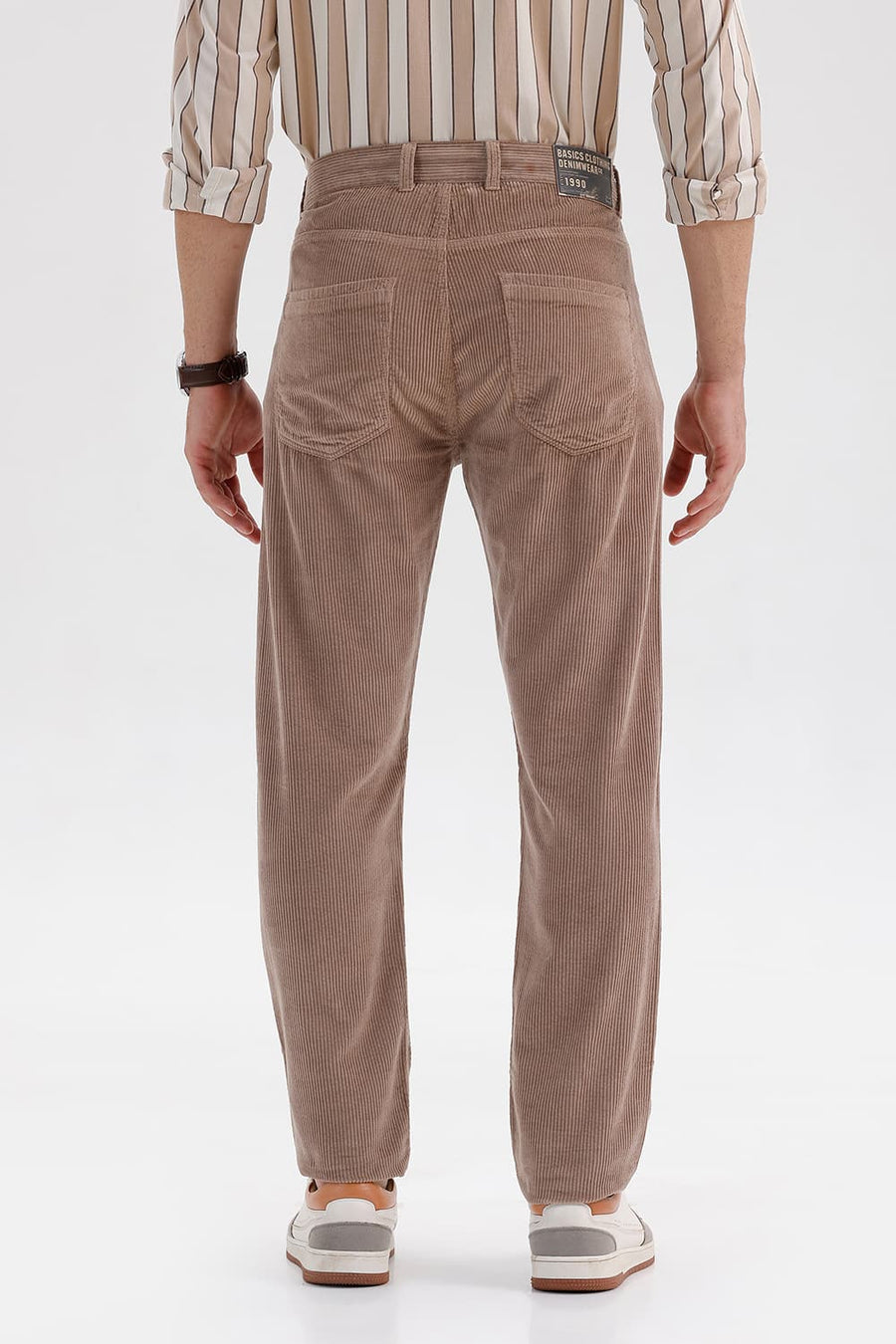 BASICS DRIFT FIT SEPIA BROWN COTTON CORDUROY TROUSER