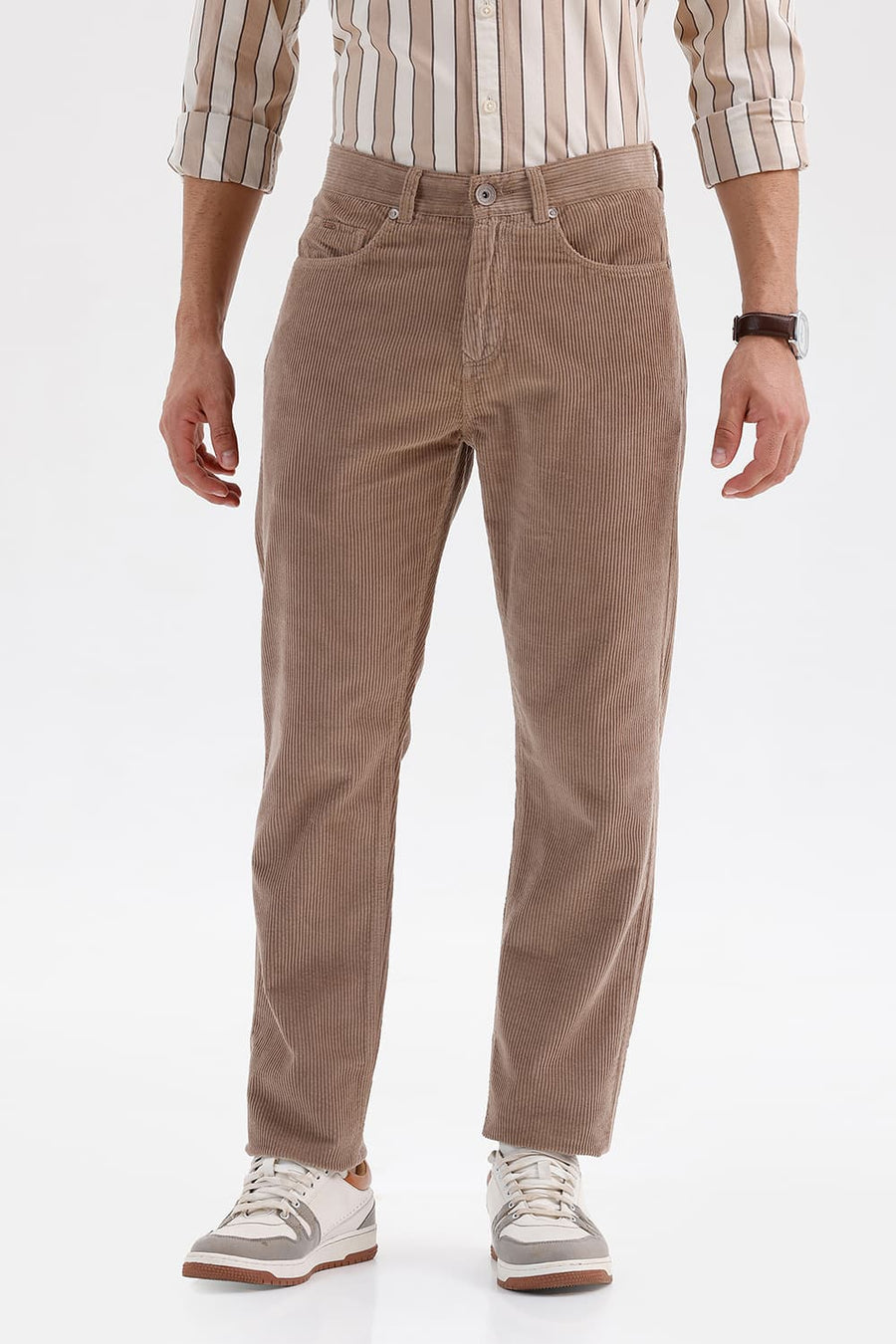 BASICS DRIFT FIT SEPIA BROWN COTTON CORDUROY TROUSER