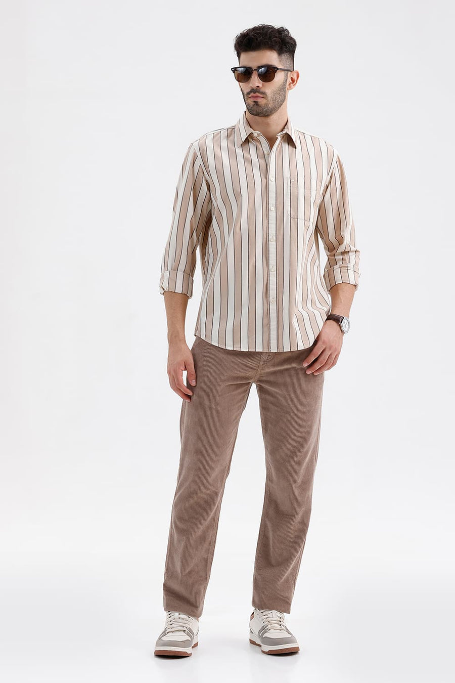 BASICS DRIFT FIT SEPIA BROWN COTTON CORDUROY TROUSER
