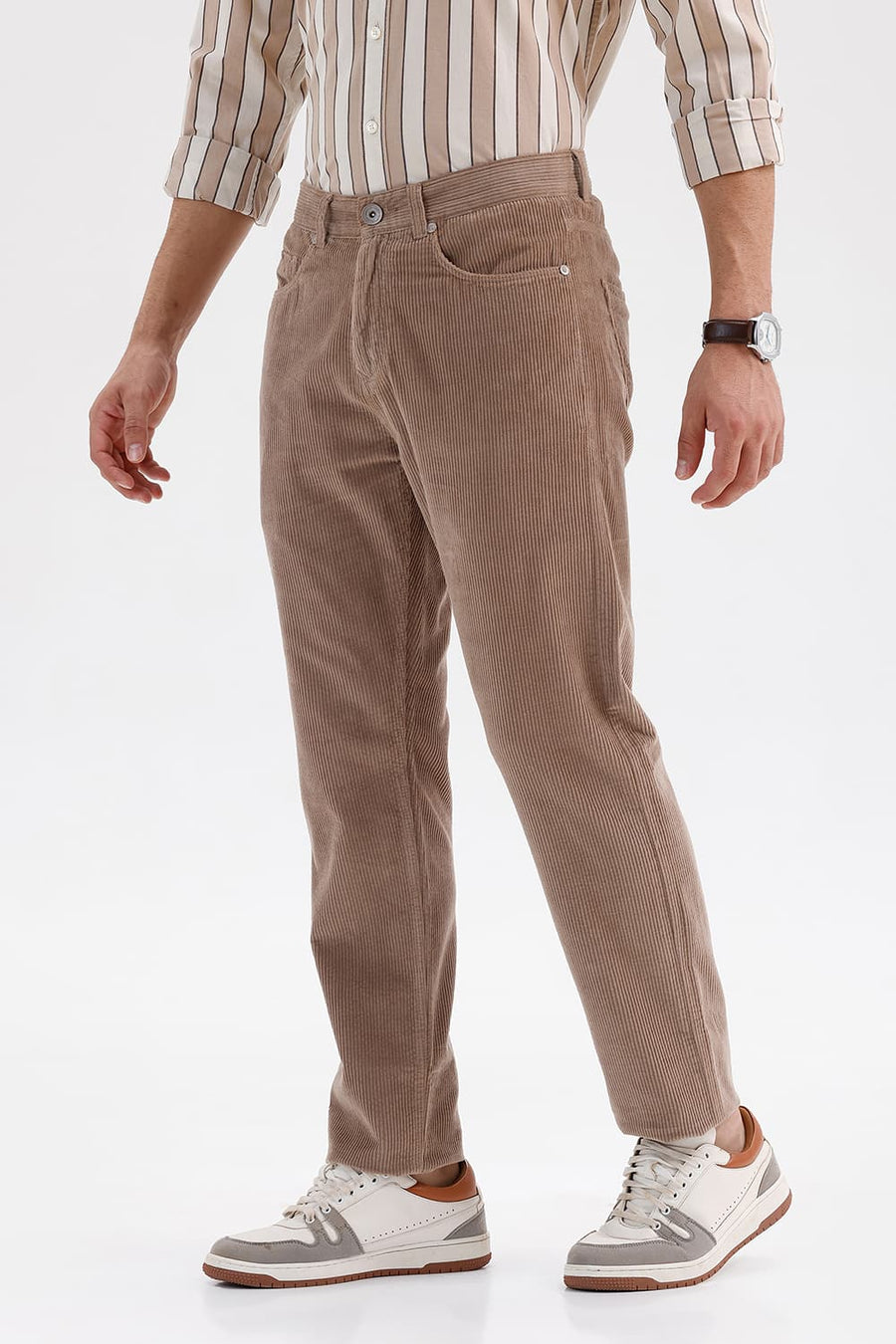 BASICS DRIFT FIT SEPIA BROWN COTTON CORDUROY TROUSER