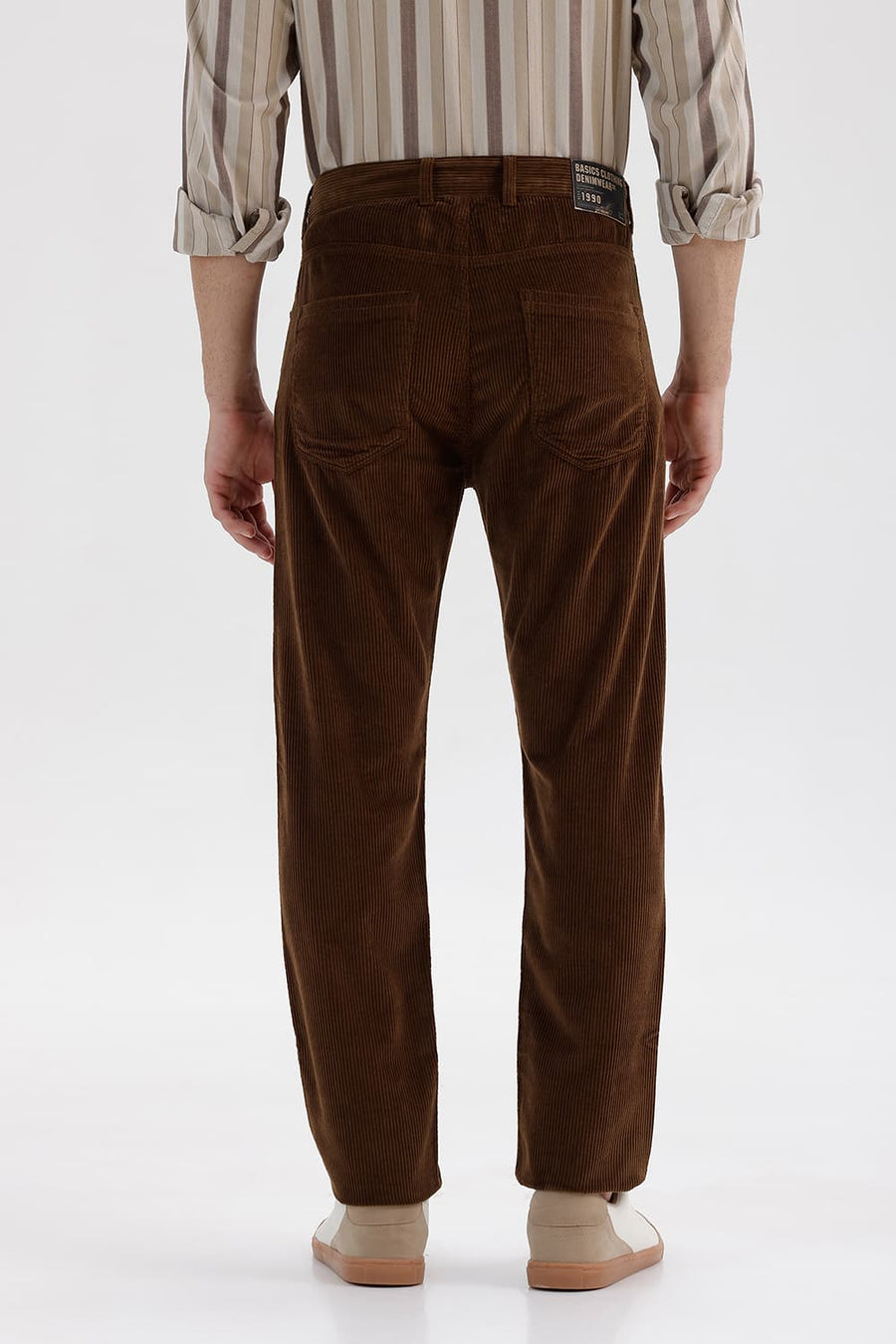 BASICS DRIFT FIT COCOA DARK BROWN COTTON CORDUROY TROUSER