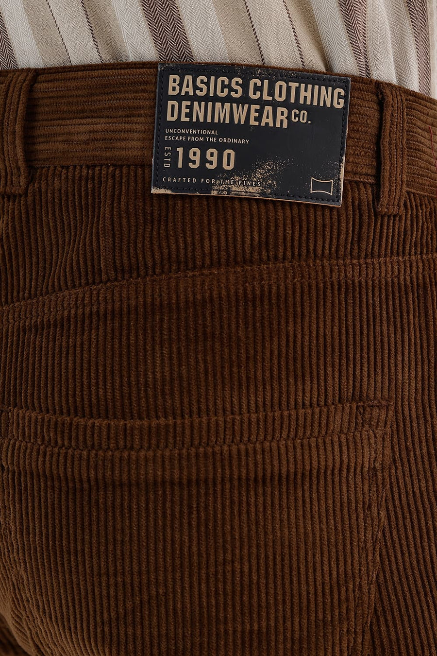 BASICS DRIFT FIT COCOA DARK BROWN COTTON CORDUROY TROUSER