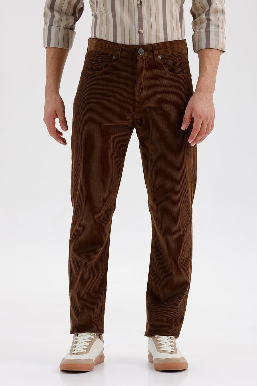 BASICS DRIFT FIT COCOA DARK BROWN COTTON CORDUROY TROUSER