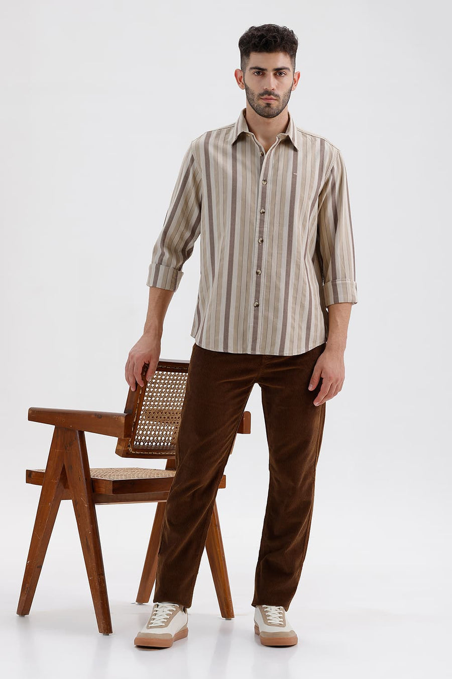 BASICS DRIFT FIT COCOA DARK BROWN COTTON CORDUROY TROUSER