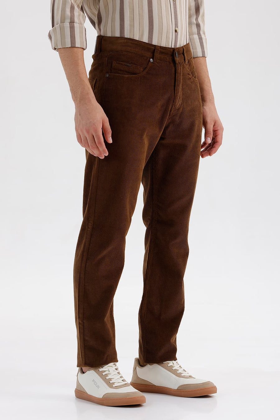 BASICS DRIFT FIT COCOA DARK BROWN COTTON CORDUROY TROUSER