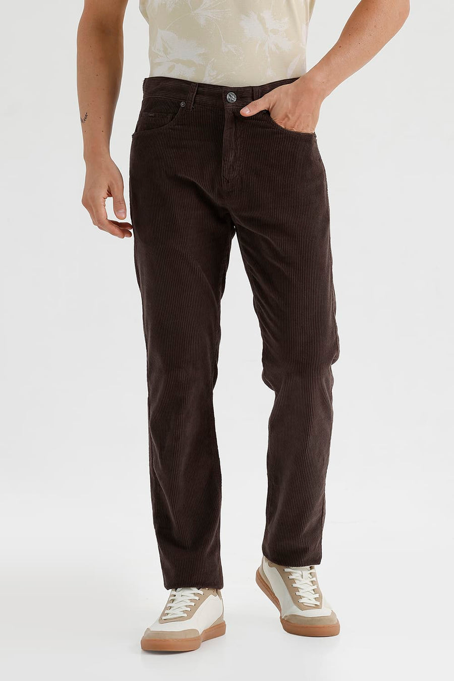 BASICS DRIFT FIT FOREST NIGHT OLIVE COTTON CORDUROY TROUSER