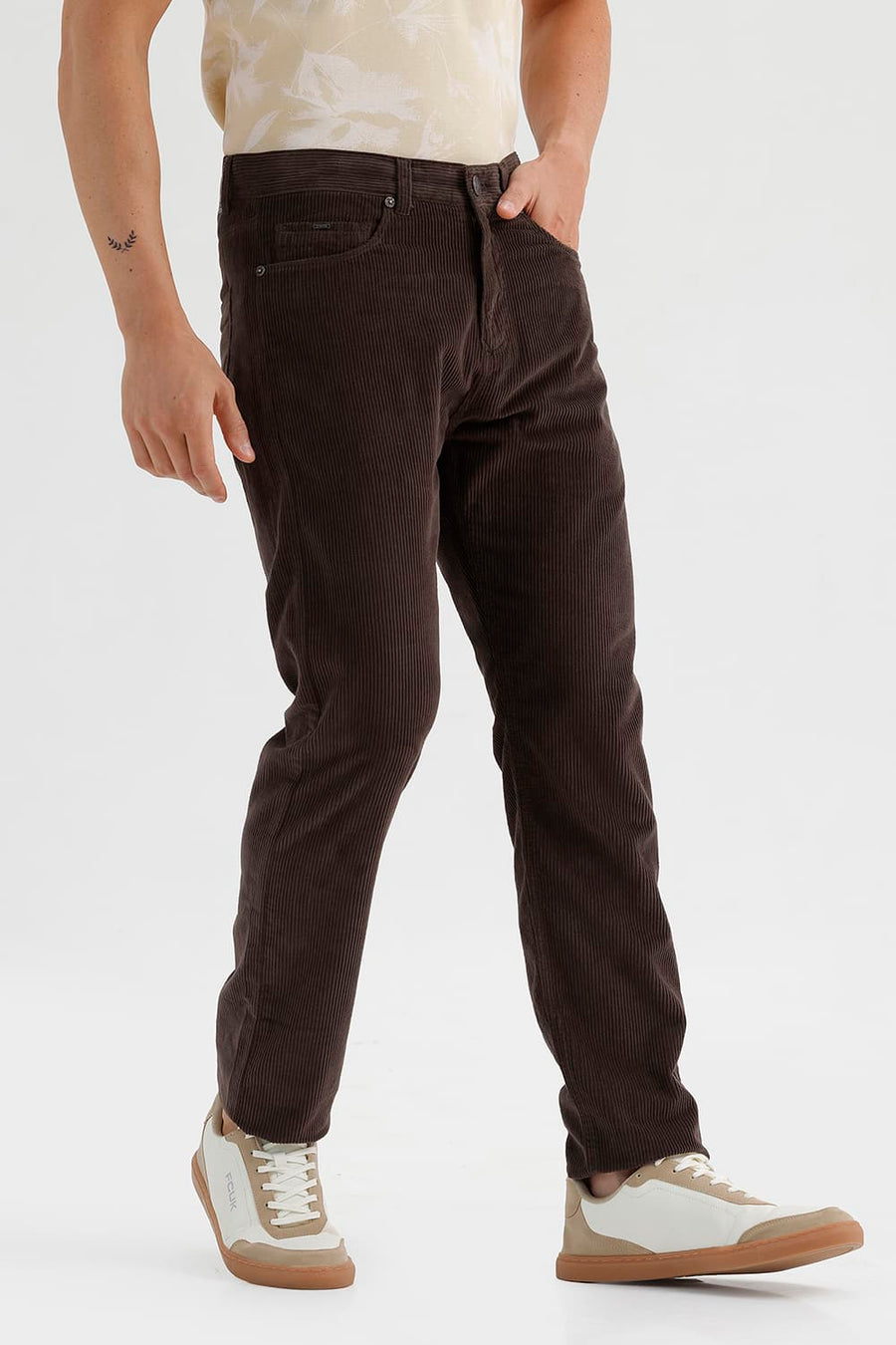 BASICS DRIFT FIT FOREST NIGHT OLIVE COTTON CORDUROY TROUSER