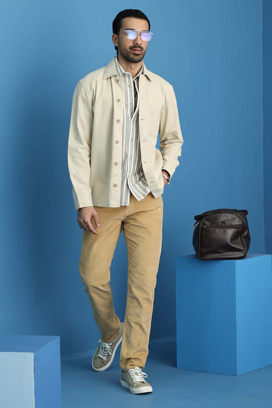 Basics Drift Fit Cinammon Beige Cotton Corduroy Trouser