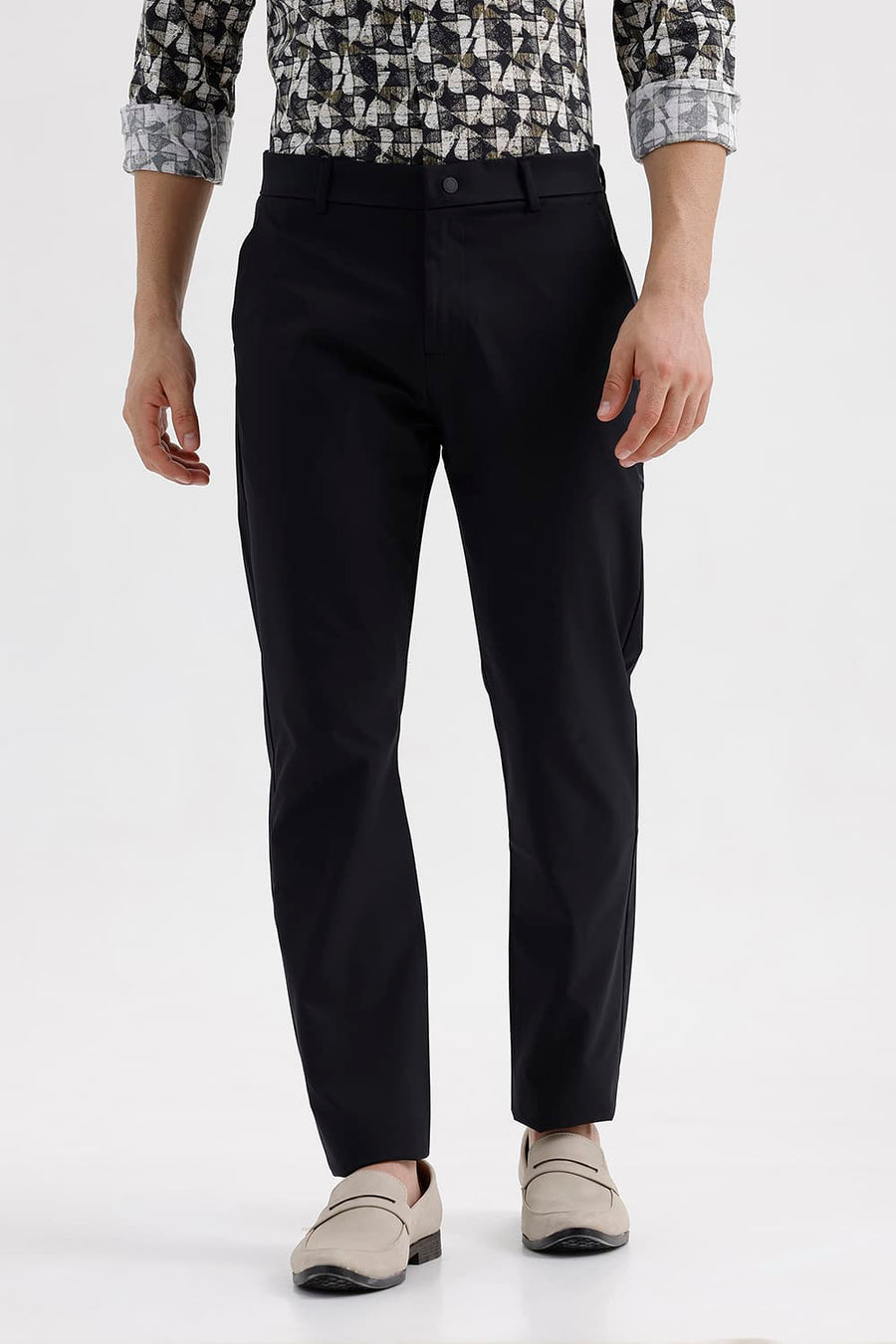 BASICS DRIFT FIT BLACK POLYESTER PLAIN TROUSER