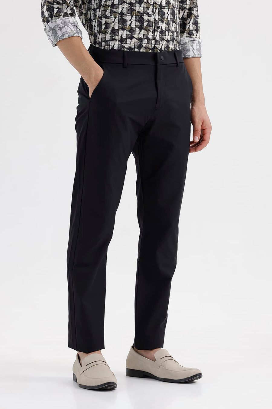 BASICS DRIFT FIT BLACK POLYESTER PLAIN TROUSER