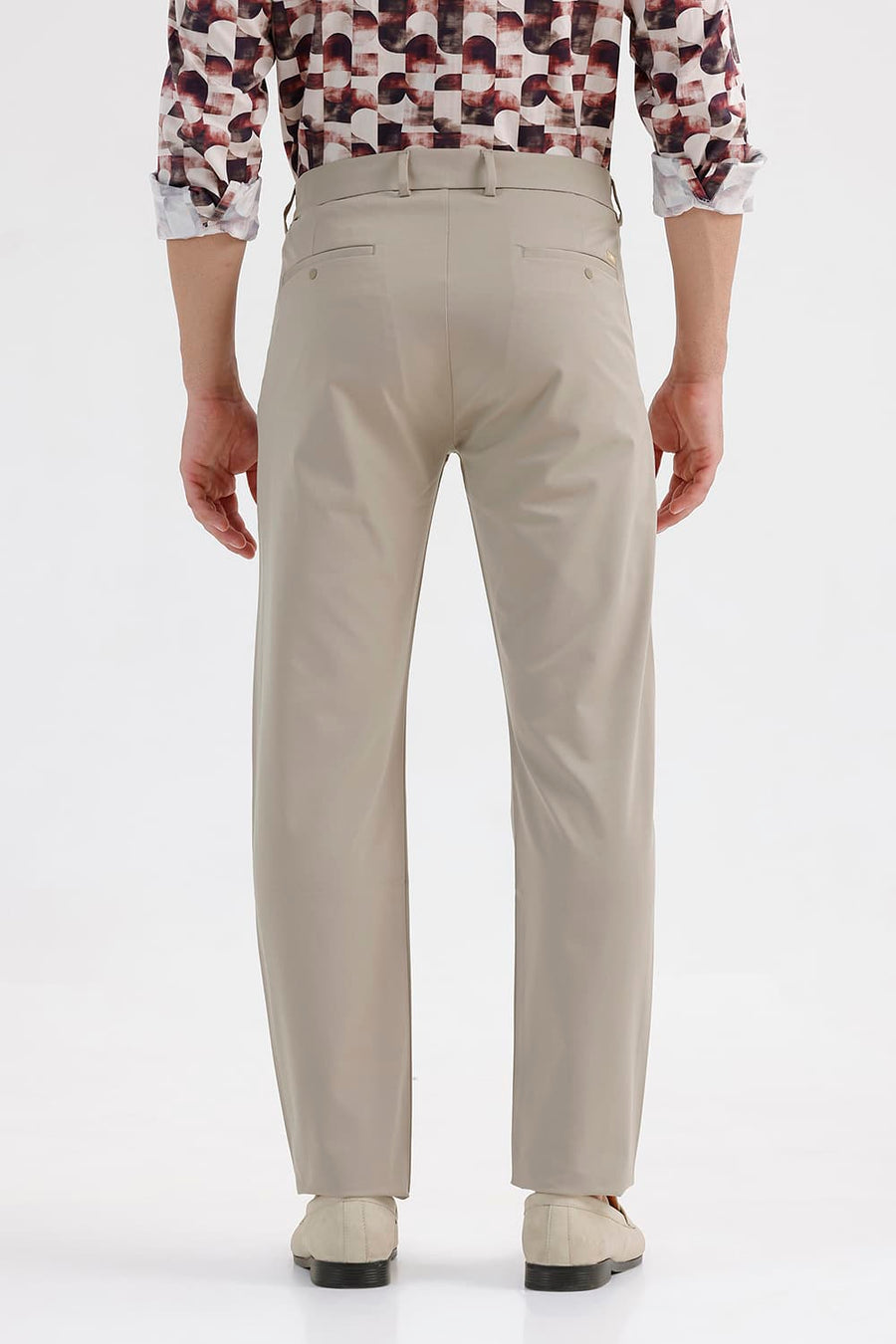 BASICS DRIFT FIT KHAKI POLYESTER PLAIN TROUSER