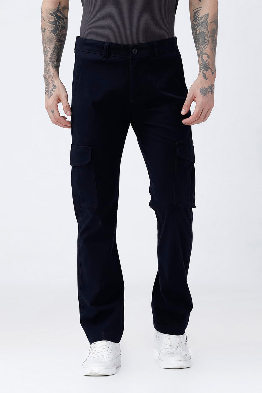 BASICS DRIFT FIT AFTER MIDNIGHT NAVY COTTON STRETCH TWILL TROUSER