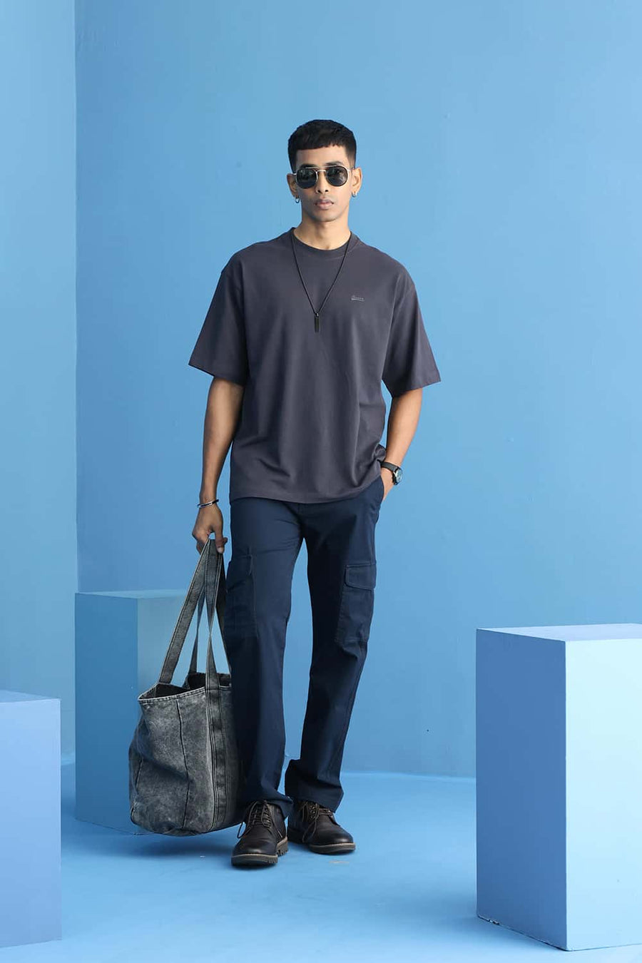 BASICS DRIFT FIT AFTER MIDNIGHT NAVY COTTON STRETCH TWILL TROUSER