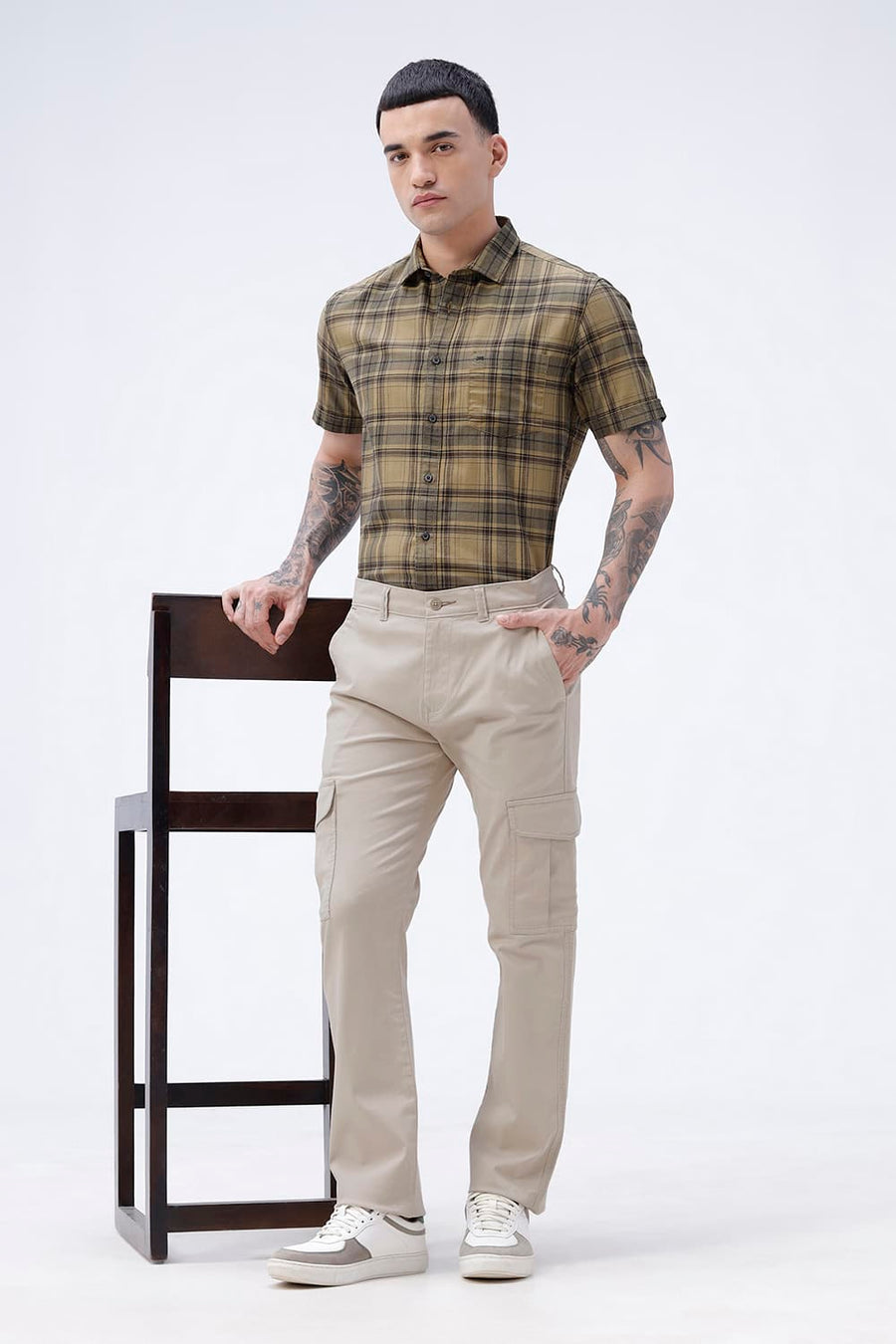 BASICS DRIFT FIT NOMAD BEIGE COTTON STRETCH TWILL TROUSER