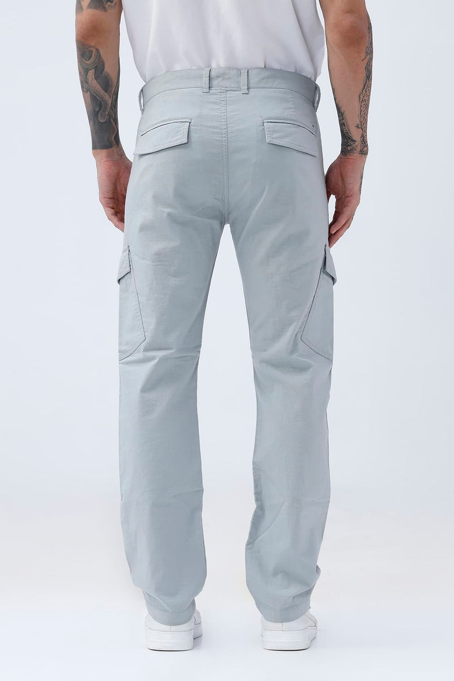 BASICS DRIFT FIT QUARRY GREY COTTON DOUBLE CLOTH TROUSER