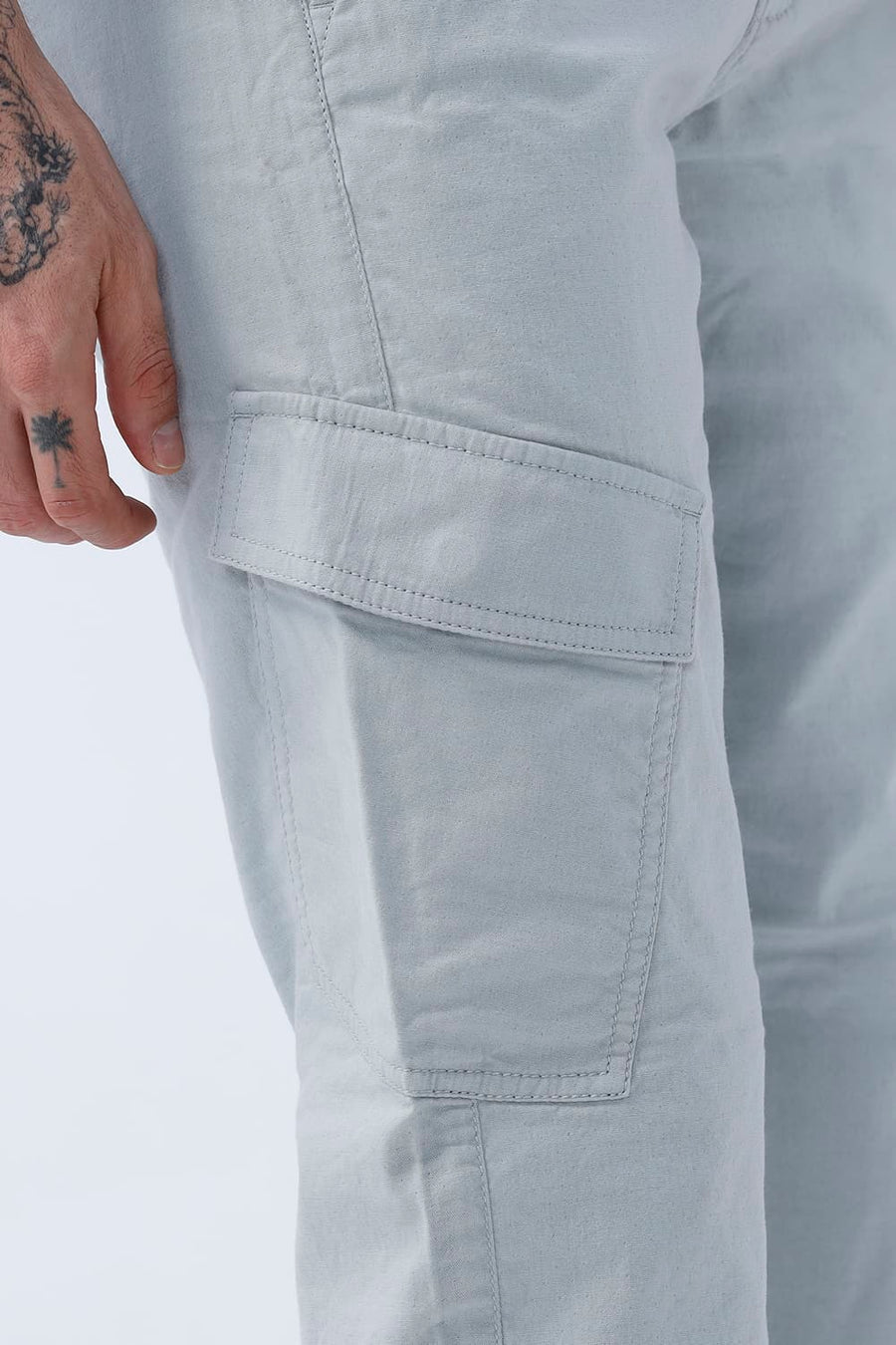 BASICS DRIFT FIT QUARRY GREY COTTON DOUBLE CLOTH TROUSER