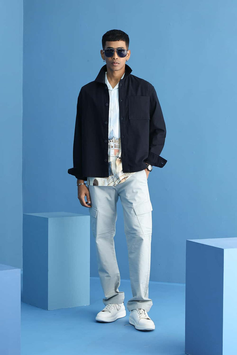 BASICS DRIFT FIT QUARRY GREY COTTON DOUBLE CLOTH TROUSER