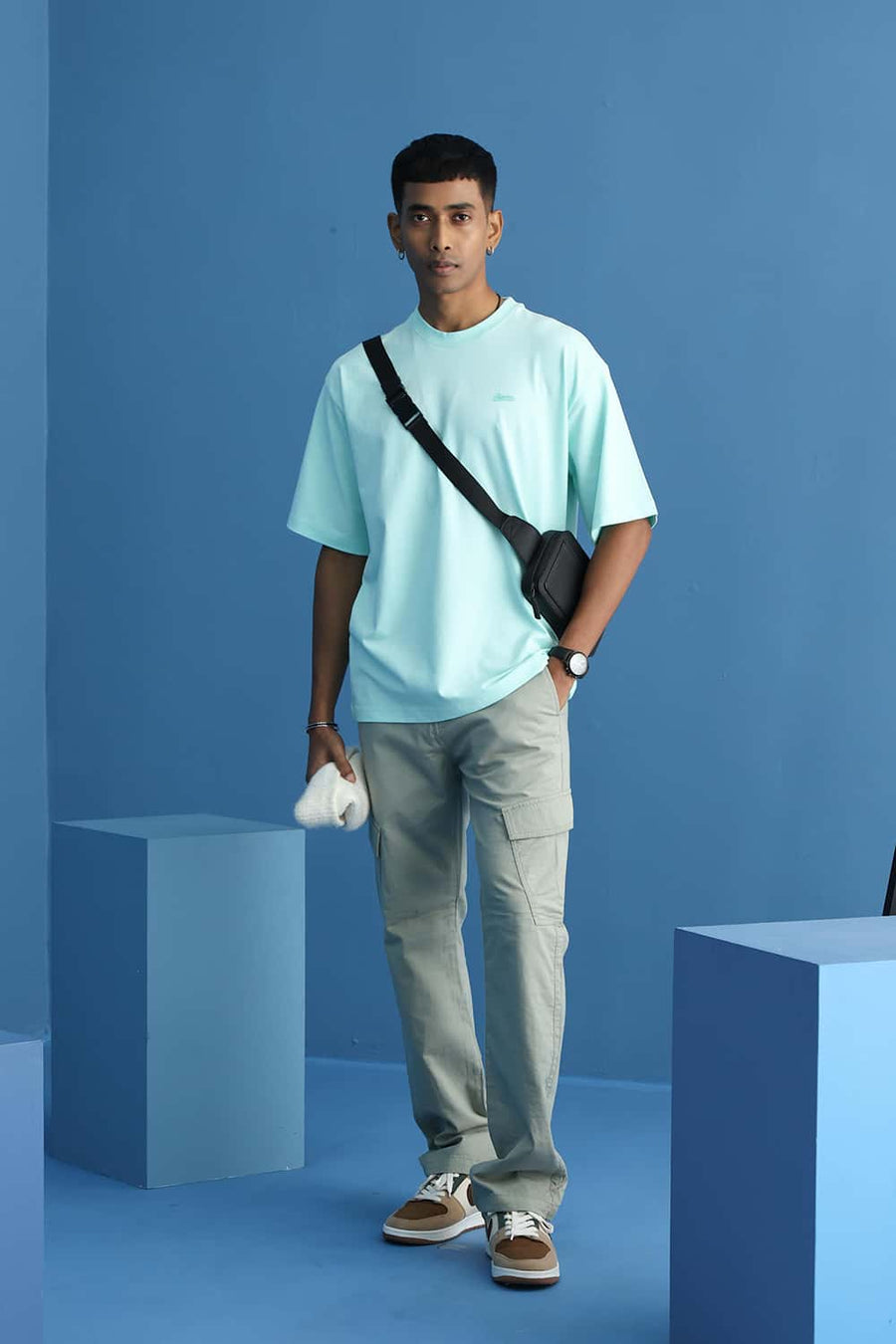 BASICS DRIFT FIT DRIED SAGE GREEN COTTON DOUBLE CLOTH TROUSER