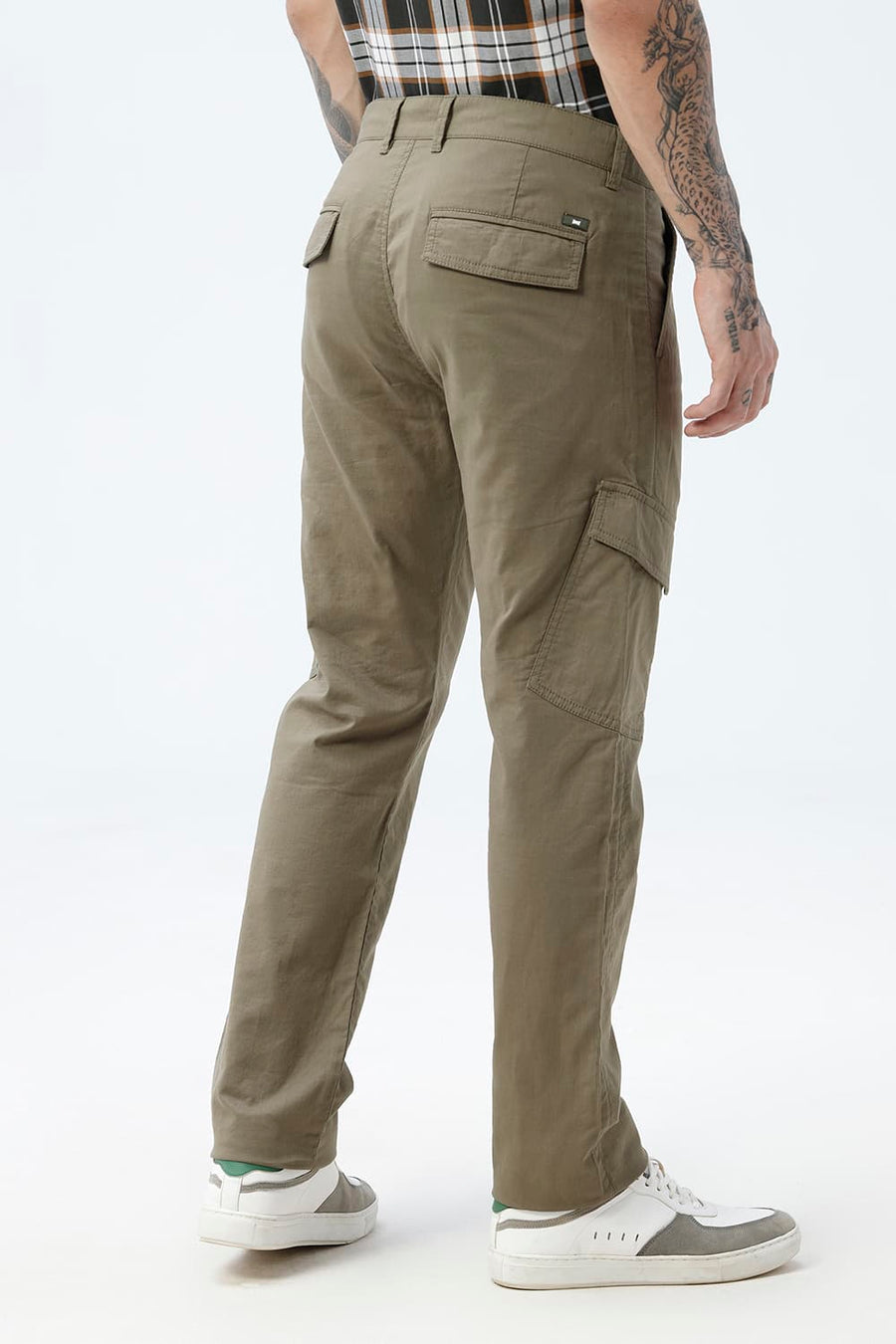 BASICS DRIFT FIT TEA LEAF OLIVE COTTON DOUBLE CLOTH TROUSER