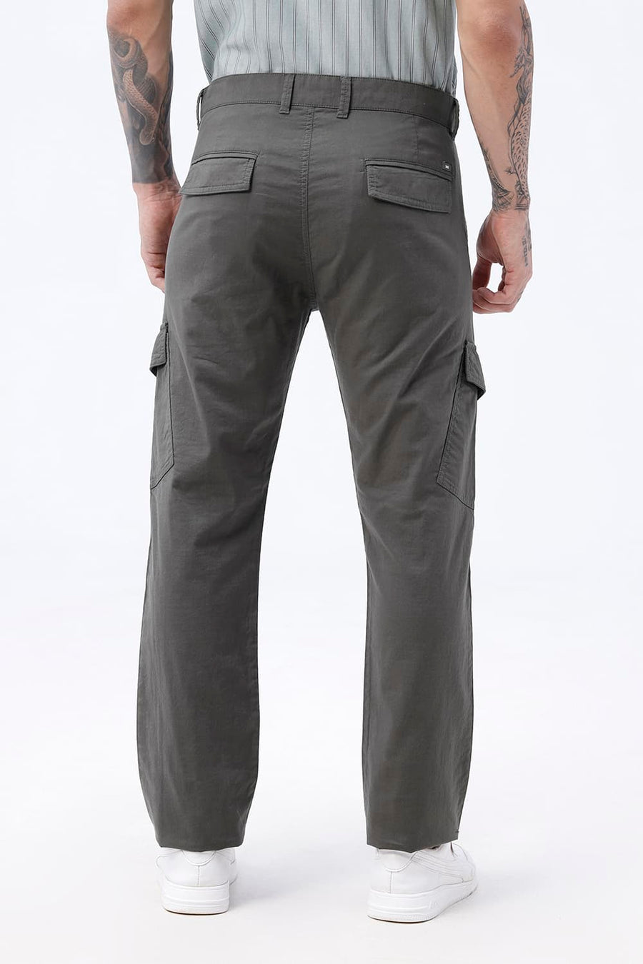 BASICS DRIFT FIT VOLCANIC ASH GREY COTTON DOUBLE CLOTH TROUSER