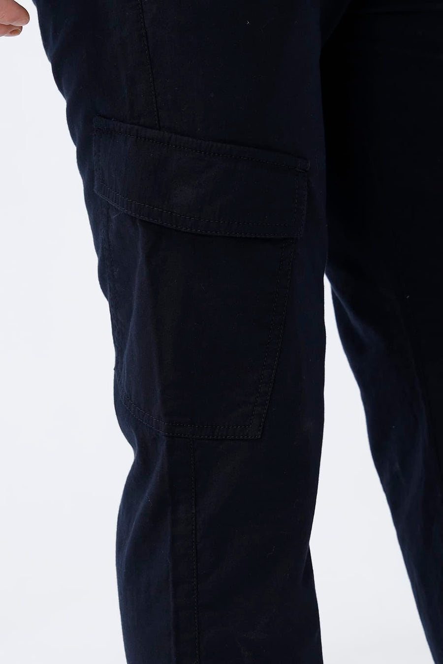 BASICS DRIFT FIT CHARCOAL ART NAVY COTTON DOUBLE CLOTH TROUSER