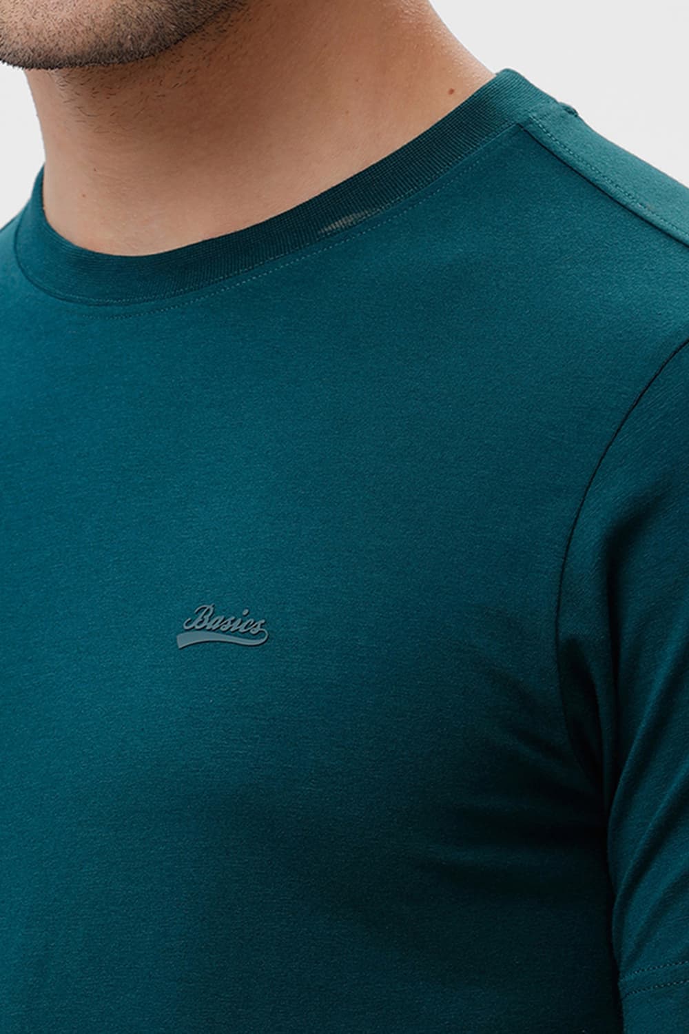 BASICS REGULAR FIT JUNE BUG COTTON STRETCH CREW T-SHIRT