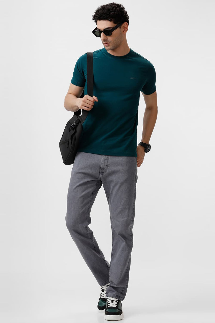BASICS REGULAR FIT JUNE BUG COTTON STRETCH CREW T-SHIRT