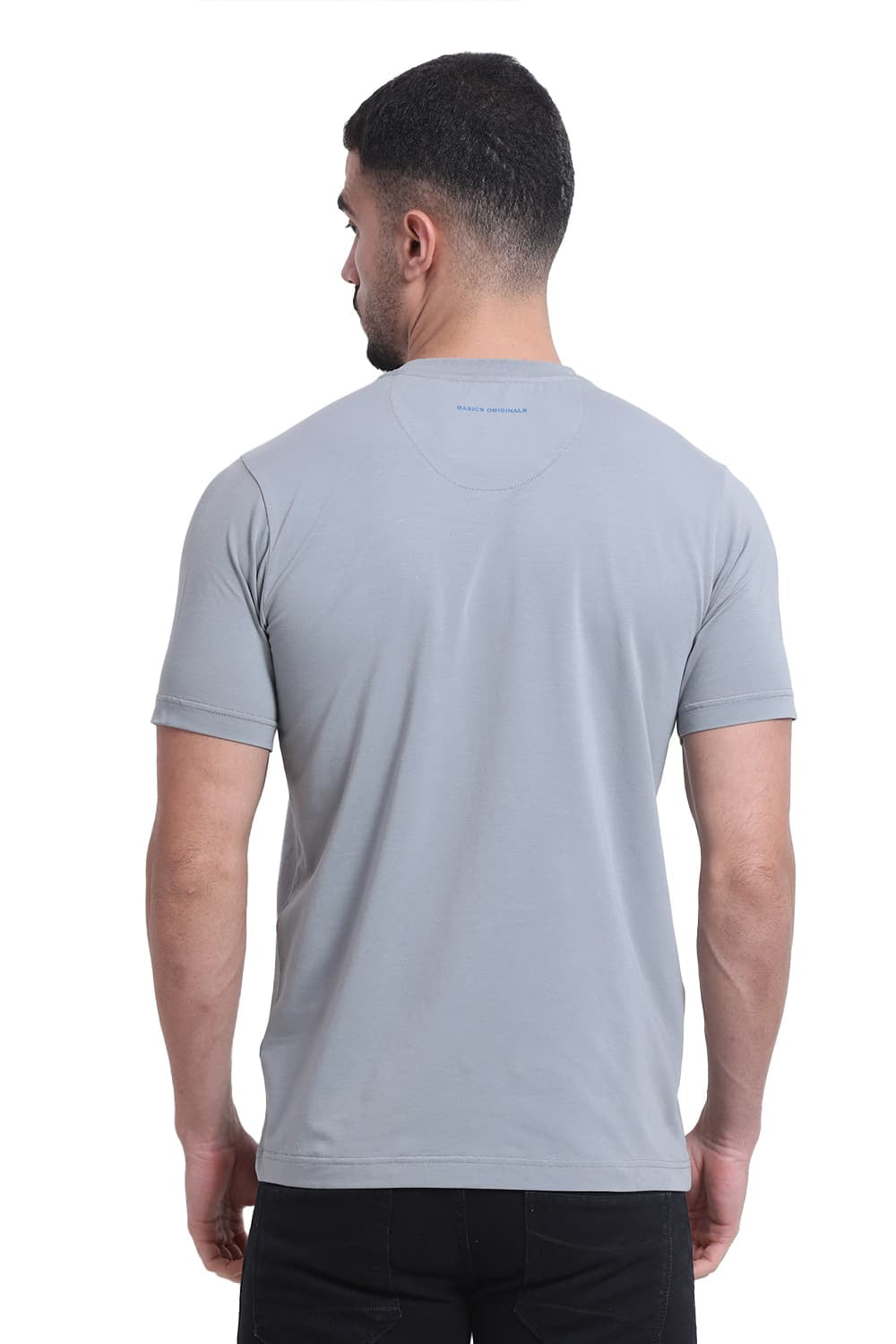BASICS REGULAR FIT MONUMENT COTTON STRETCH CREW T-SHIRT