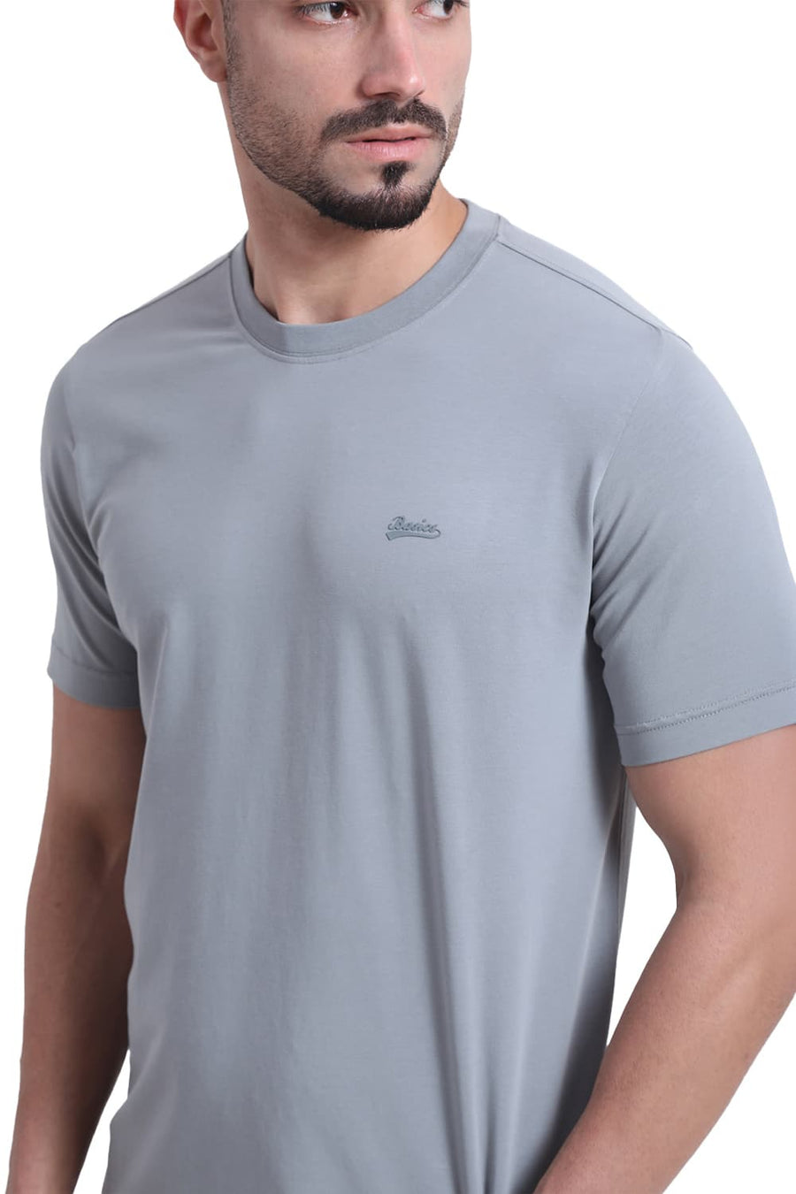 BASICS REGULAR FIT MONUMENT COTTON STRETCH CREW T-SHIRT
